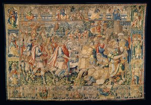 Parochiemuseum van wandtapijten (Museo Parroquial de Tapices de Pastrana). Vlaams wandtapijt. Karel de Grote, triomfantelijke intocht in Carmania door Alec Hunter