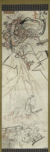 Bliksem God, een van zes schetsen door Kawanabe Kyosai