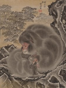 Apen, maart 1888 door Kawanabe Kyosai