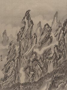 Rotsachtig landschap, ca. 1887 door Kawanabe Kyosai