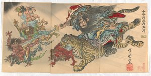 Twaalf maanden: mei door Kawanabe Kyosai