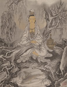 Wit-Geklede Kannon, ca. 1887 door Kawanabe Kyosai