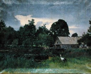 Landschap met een ooievaar