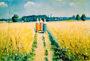 Drie vrouwen op de weg, na 1927 door Kazimir Severinovich Malevich