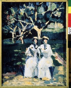 Twee vrouwen in de tuin