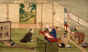 Studie van kalligraaf, door Kawahara Keiga, aquarel, Japan, Japanse beschaving, begin 19e eeuw door Keiga Kawahara
