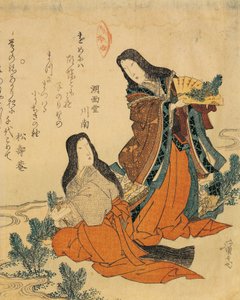 Italië, Genua, Keisai Eisen (1790-1848), houtsnede door Keisai Eisen