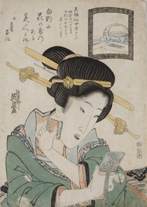 Het Bien Senjoko gezichtspoeder, ca. 1824 door Keisai Eisen