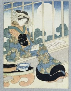 Japanse Dame die Leest bij Maanlicht