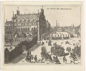 Gezicht op het hof van Brussel, 1673 door Kemnitz