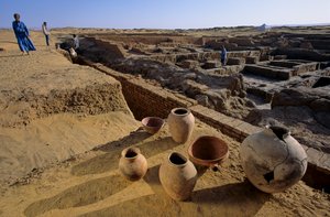Oude nederzetting, Franse Missie, Oude Koninkrijk van Egypte; Dakhla-oase; Balat; Egypte