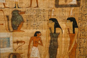 Godin Maat geschilderd op begrafenis Papyrus, 2003 door Kenneth Garrett
