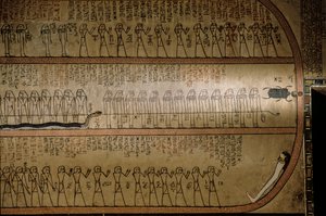 Muurschildering die het Dodenboek afbeeldt; Graf van Amenhotep II; Vallei der Koningen, 2009 (foto)