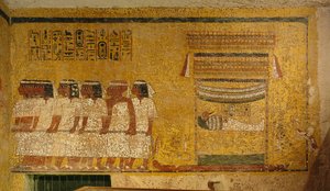 Muurschildering in het graf van Koning Toetanchamon; Egypte; Nieuwe Rijk; Toetanchamon; Vallei der Koningen door Kenneth Garrett