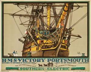 H.M.S. Victory, Portsmouth, poster reclame voor Southern Electric Railways