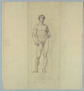 Naaktstudie voor Figuur van "Moed," Herdenkingsraam voor Jacob Dolson Cox, Oberlin College
