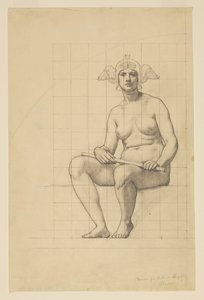 Naaktstudie voor "Het Actieve Leven," Lunet in het Administratiegebouw, Oberlin College, Oberlin, OH door Kenyon Cox