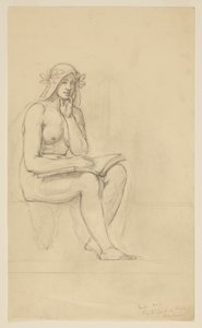 Naaktstudie voor "Het Contemplatieve Leven" voor Lunet in het Administratiegebouw, Oberlin College, Oberlin, OH door Kenyon Cox
