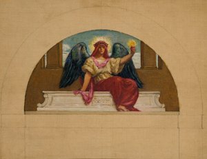Schets voor de muurschildering op Oberlin College, "De geest van zelfopofferende liefde". door Kenyon Cox