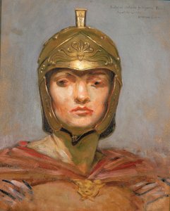 Studie voor muurschildering voor Appellate Court Building, New York; "Statute Law", helm voor figuur van "Force".