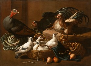 Gevogelte in de keuken, midden 17e eeuw