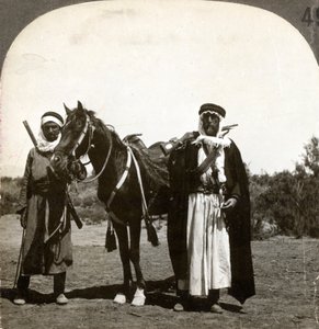 Een sjeik en zijn lijfwacht, Syrië, 1900s