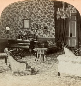 Salon van het voorzitterschap, hoofdkwartier van Lord Roberts, Bloemfontein, Zuid-Afrika, 1900 door Keystone View Company
