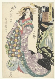 Courtisane Shinohara uit het Tsuruya huis en de Koya rivier door Kikugawa Eizan