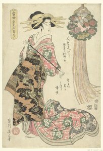 Courtisane met pijp door Kikugawa Eizan