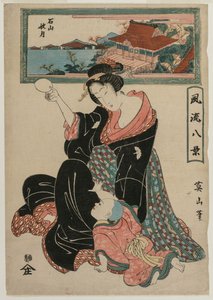 Herfstmaan bij de tempel Ishiyamadera uit de serie Modieuze acht uitzichten