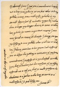 Brief van Jacobus I aan zijn zoon, Karel, Prins van Wales, 10 augustus 1623 door King James I