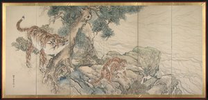 Tijgerfamilie, begin 1800 door Kishi Ganku
