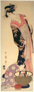 Een courtisane en haar bediende door Kitagawa Utamaro