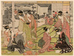 Act Elf uit de serie "Het Chushingura Drama Geparodieerd door Beroemde Schoonheden (Komei bijin mitate Chushingura Junimai Kuzuki)" door Kitagawa Utamaro