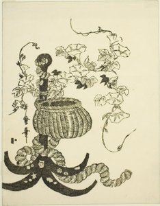 Een arrangement van ochtendglorieën (Asagao) door Kitagawa Utamaro