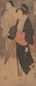Koppel in een avondbui, ca. 1800 door Kitagawa Utamaro