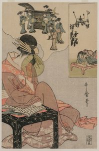 Courtesan droomt van een huwelijksprocessie, eind jaren 1790 (kleurenhoutsnede) door Kitagawa Utamaro