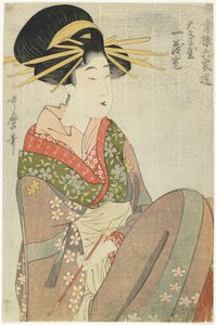 Courtisane Hitomoto van het Daimonjiya Huis door Kitagawa Utamaro