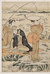 Vissen op de Snijplankrots bij Enoshima door Kitagawa Utamaro