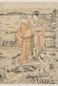 Vissen op de Snijplankrots bij Enoshima door Kitagawa Utamaro