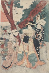 Futamigaura Strand op Nieuwjaar door Kitagawa Utamaro