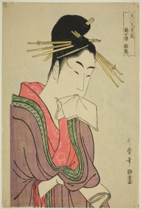 Hinazuru van de Keizetsuro, uit de serie "Vergelijking van de Charms van Schoonheden (Bijin kiryo kurabe)"