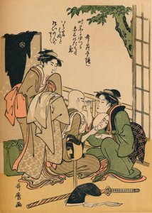 Opmaak voor het podium door Kitagawa Utamaro