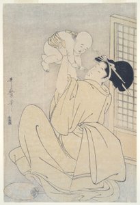 Moeder en kind door Kitagawa Utamaro
