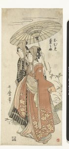 Oume en Kumenosuke door Kitagawa Utamaro