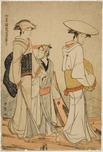 Pleziertjes van de vier seizoenen: Kleuren en geuren van bloemen, links (Shiki no asobi hana no iroka, ge) door Kitagawa Utamaro