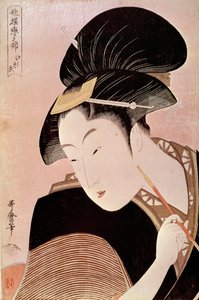 Portret van een vrouw Japanse prent door Utamaro Kitagawa door Kitagawa Utamaro