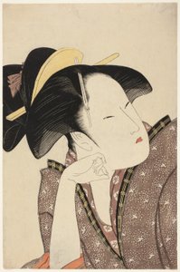 Reflecterende liefde, uit de serie "Anthologie van gedichten: Het liefdesgedeelte" door Kitagawa Utamaro