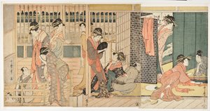 Ochtendscène in een Japans bordeel (karitaku)
