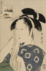 De Asahiya Weduwe, uit de serie Beroemde Schoonheden Vergeleken met de Zes Onsterfelijke Dichters door Kitagawa Utamaro